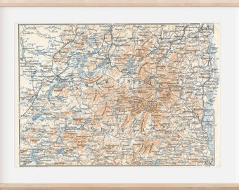 1909 Adirondack Mountains New York Antique Map