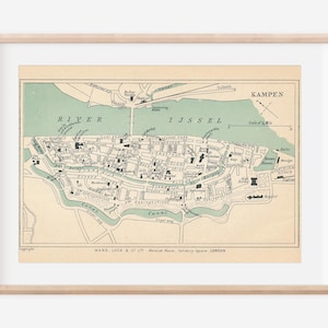 Carte ancienne de Kampen, Pays-Bas, 1920