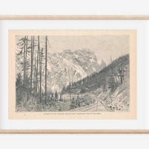 1892 Selkirk Mountains British Columbia Canada Antique Engraving Print