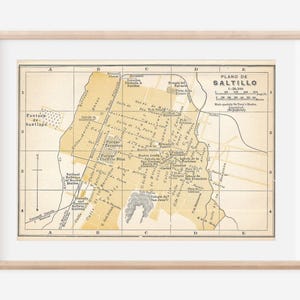 1938 Saltillo Mexico Antique Map