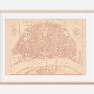 1863 Cologne Germany Antique Map