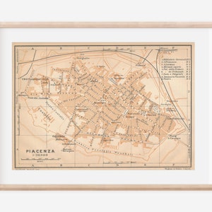 1906 Piacenza Italy Antique Map