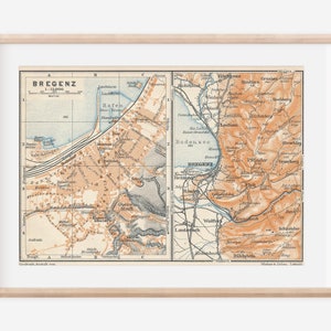 1914 Bregenz Austria Antique Map