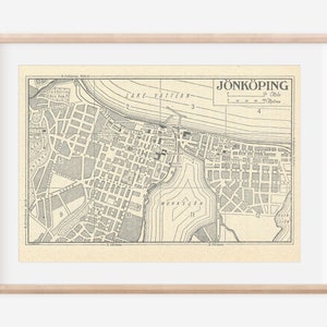 1952 Jonkoping Sweden Vintage Map