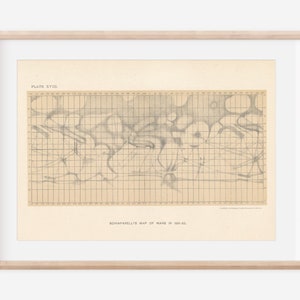 1897 Mars Oberflächenkarte Antique Astronomy Print