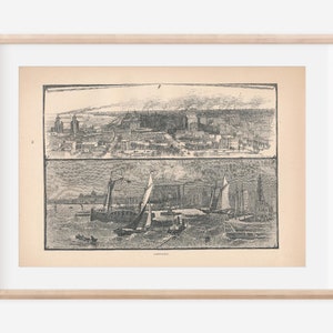 1874 Chicago Illinois Antique Engraving Print