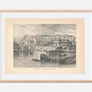 Gravure ancienne, ville de Québec, 1874, Québec Canada