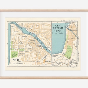 1959 Ayr Ecosse Carte ancienne