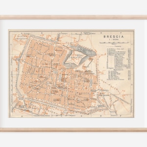 1913 Brescia Italy Antique Map