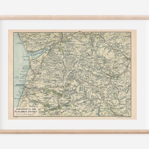 1922 Aberystwyth & Plynlimon Wales, Vereinigtes Königreich Antike Karte