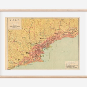 1952 Kobe Japan Antique Map