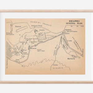 1962 Delphi Griechenland Vintage Karte