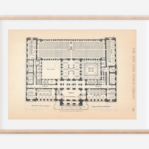 1916 New York Public Library Manhattan New York City Antique Map