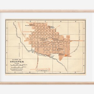 1911 Uruapan Mexico Antique Map