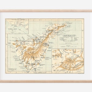 Mapa antiguo de Tenerife, Islas Canarias, 1932