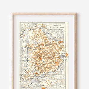 Mapa vintage de L'Aquila Itália de 1964