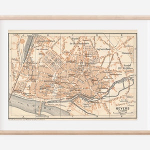 Mapa antigo de Nevers França de 1909