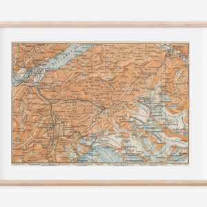 1911 Swiss Alps, including Grindelwald, Switzerland Antique Map
