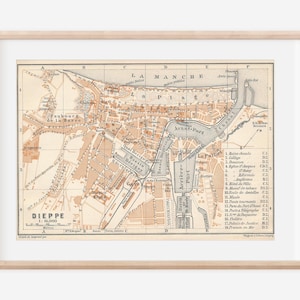 Mapa antigo de Dieppe França de 1909
