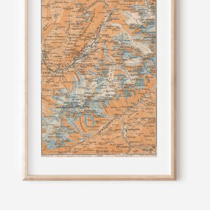 Mapa antiguo de Suiza del área del Mont Blanc de 1911