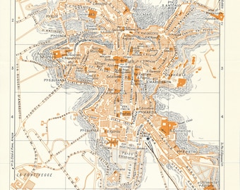 1964 Perugia Italy Vintage Map