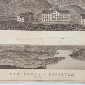 May include: A black and white panoramic view of a mountain range and a lake. The text "PANORAMA VOM RIGIKULM. (1700 Meter u. M.)" is printed at the bottom of the image.