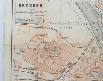 1904 Dresden Germany Antique Map