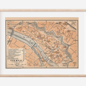 1910 Bremen Germany Antique Map