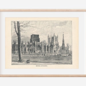 1892 Bristol Cathedral England United Kingdom Antique Engraving Print