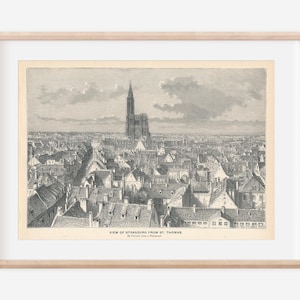 1892 Strasbourg France View Antique Engraving Print