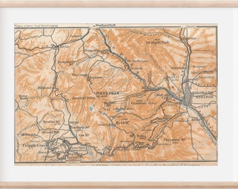 1909 Colorado Springs, Pike's Peak, & Rocky Mountains Antique Map