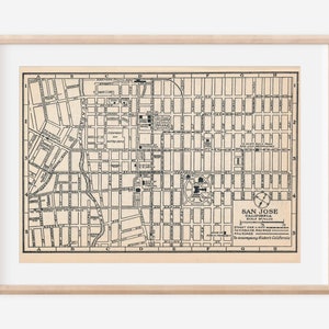 Antieke kaart San Jose, Californië, 1925