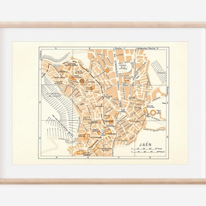 Mapa antiguo de Jaén, España, 1964