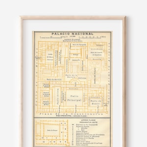 Mapa antiguo del Palacio Nacional de la Ciudad de México de 1925
