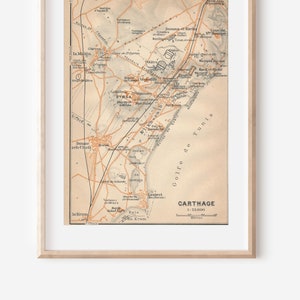 1911 Carthage Tunisia Antique Map