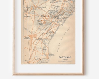 1911 Carthage Tunisia Antique Map