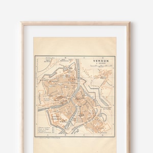 Mapa antigo de Verdun França de 1909