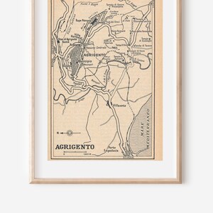 1954 Agrigento Sicily Italy Vintage Map