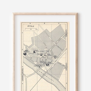 1966 Ptuj Slovenia Vintage Map