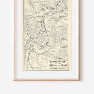 1948 Schaffhausen Switzerland Antique Map
