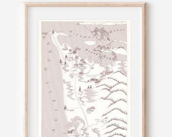 Mappa d'epoca della costa dell'Oregon, del litorale e dell'area di Astoria del 1978