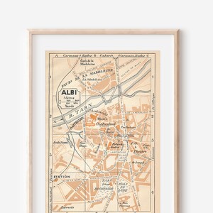 Mapa antiguo de Albi, Francia, 1926
