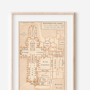 1922 Westminster Abbey London England Antique Map