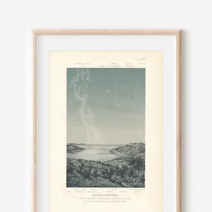 Mapa estelar de Australia de 1870 Impresión astronómica antigua