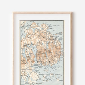 1904 Mount Desert Island Maine & Bar Harbor Antique Map