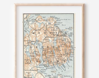 1904 Mount Desert Island Maine & Bar Harbor Antique Map