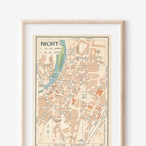 Mapa antiguo de Niort, Francia, 1932