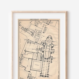 1906 Canterbury Kathedrale Vereinigtes Königreich Antike Karte