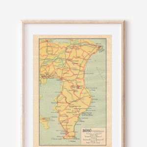 1952 Boso Peninsula Japan Antique Map