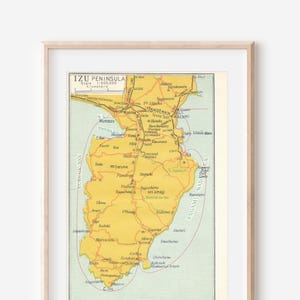 Mapa antiguo de la península de Izu, Japón, 1959